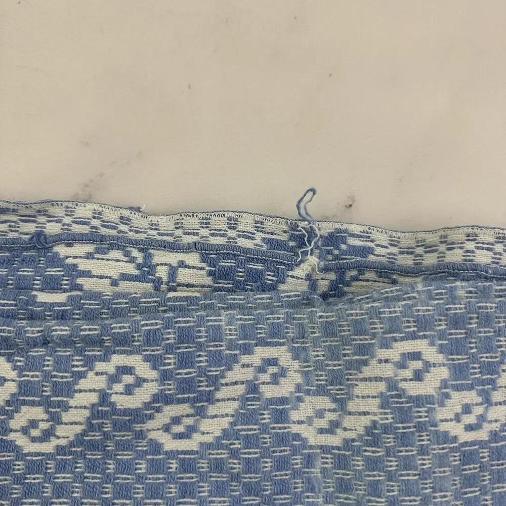 Stevens Vintage 70s Bedspread Coverlet Set of 2 Twin Size Blue White Floral
